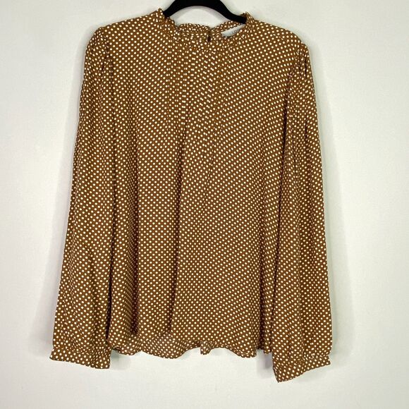 New LOFT Dotted Pintucked Long Sleeve Blouse Women's Size Large - Picture 2 of 7